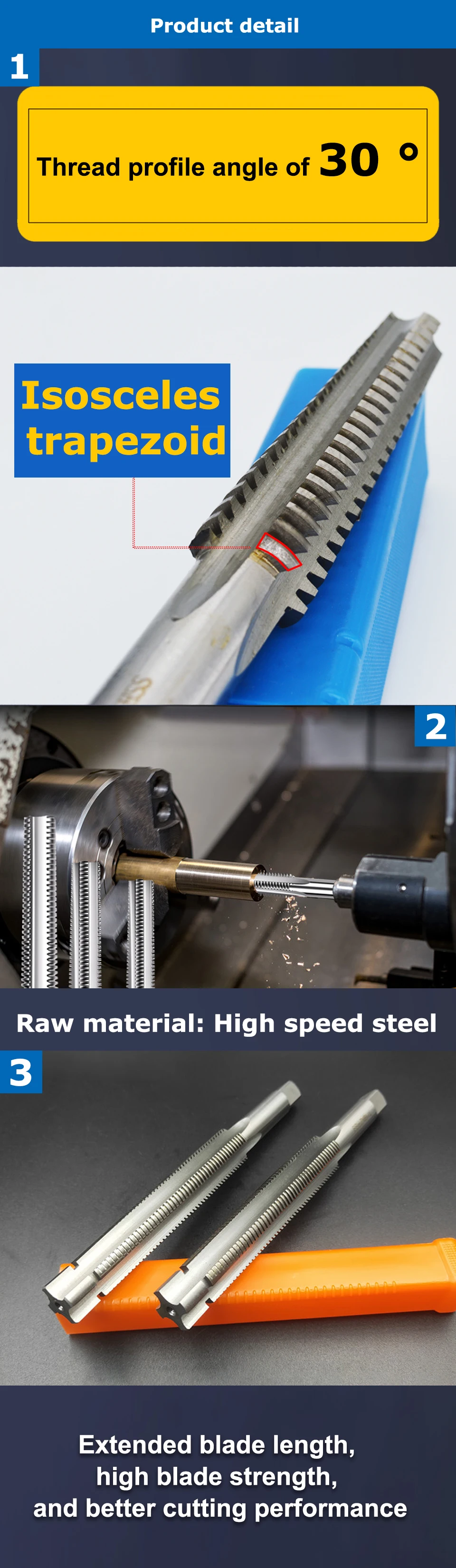 YZH TR HSS Trapezgewindebohrer und Trapezgewindebohrer Rechts Links TR6 TR8 TR10 TR12 TR16 TR18 TR20-TR44 Gewindeschneidwerkzeug – Detail 3