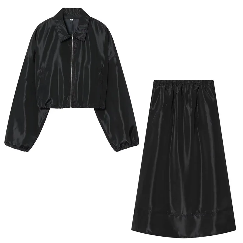 

Fashion Temperament Women's Zipper Short Coat Skirt Two-piece Set
