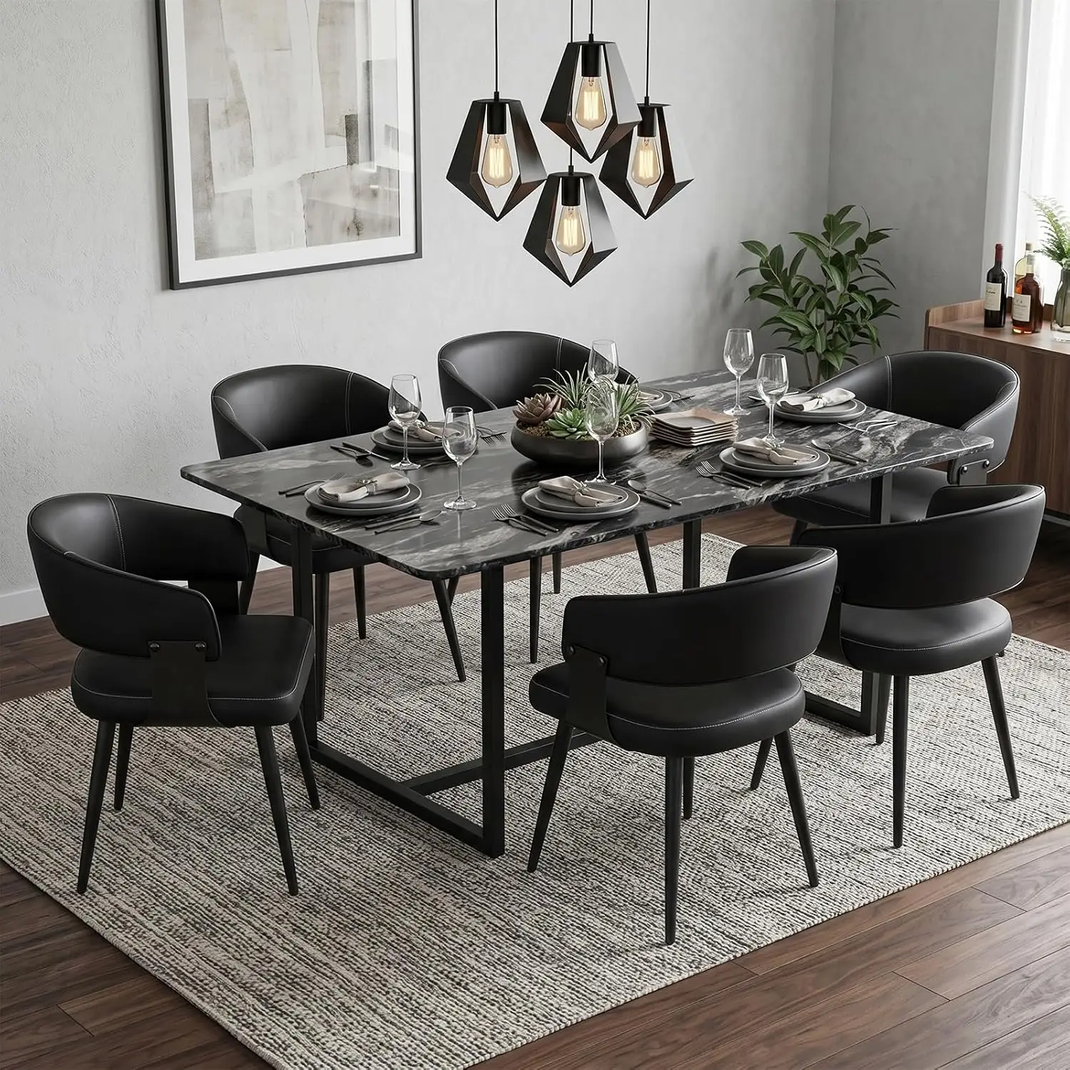 Dining Chairs Set of 6, Modern Faux Leather, Table sold separately 8