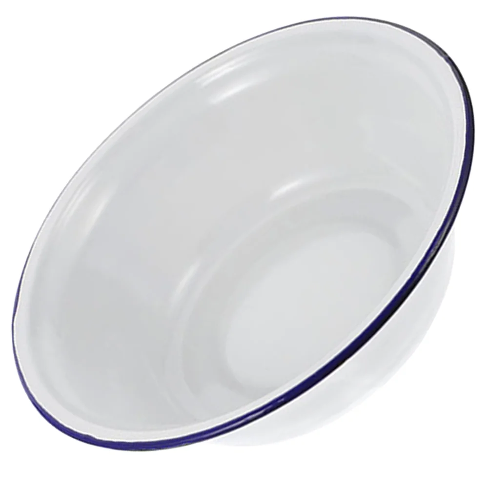 

1PC Vintage Enamel Bowl Curled Edge Soup Basin Retro Kitchenware Fruit Vegetable Holder Household Enamelware Soup