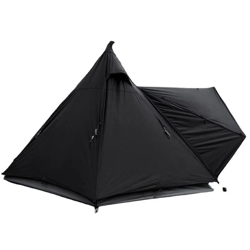 

Picnic Outdoor Black Tent Rain and Dew Camp Double-layer Multi-person Camping Tent Adventure Pyramid Tent