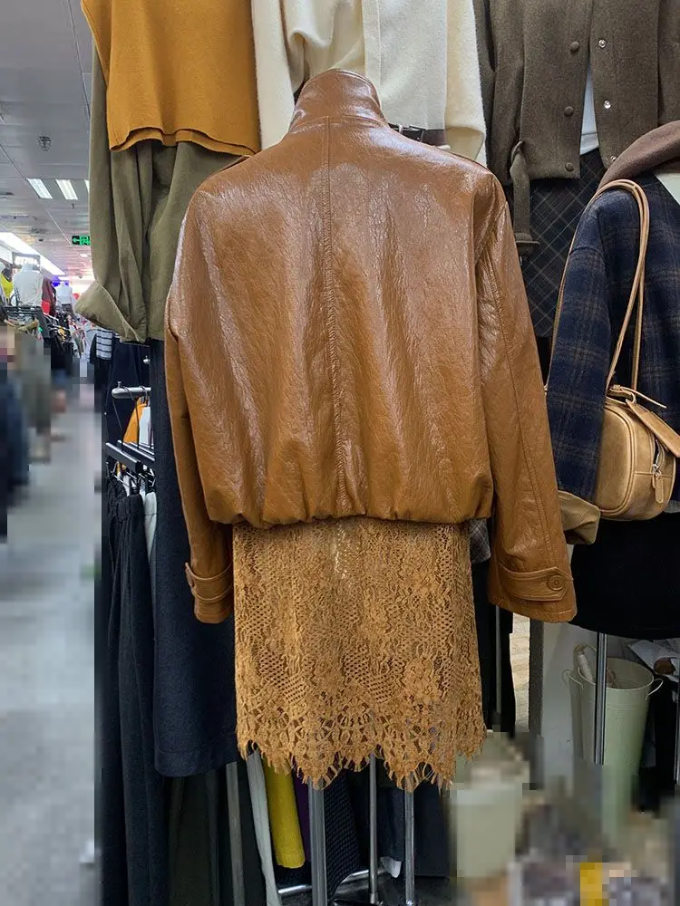 2025 가을 신상 쿠사 스탠드 칼라 더블 브레스티드 숏 로코모티브 여성용 고급 다용도 재킷 트렌드