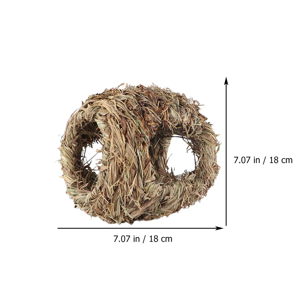 

1Pcs Four-Hole Hand-Woven Bird Nest Light Yellow Handmade Garden Bird Durable Natural Mountain Grass Nest Decor