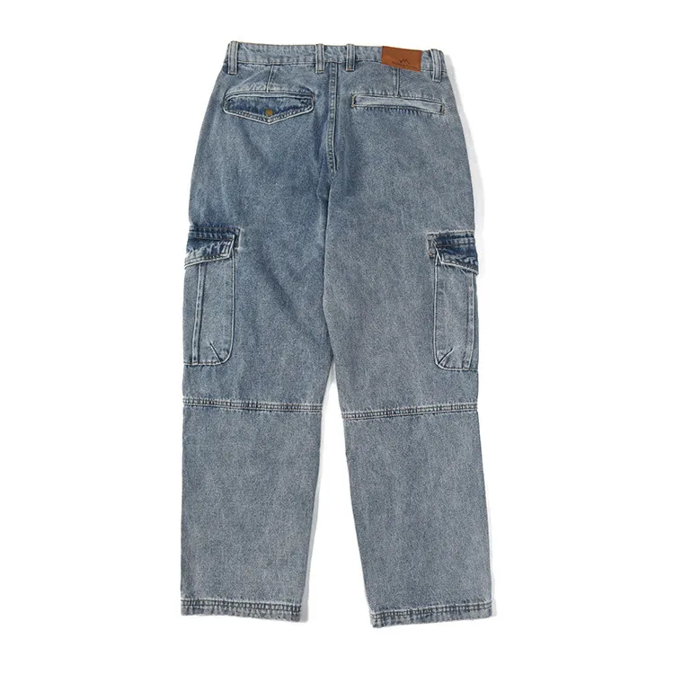 2026 Spring New American Retro Heavyweight Comfort Multiple Pockets Jeans Men's Fashion 86.4% Cotton Straight Loose Casual Pants