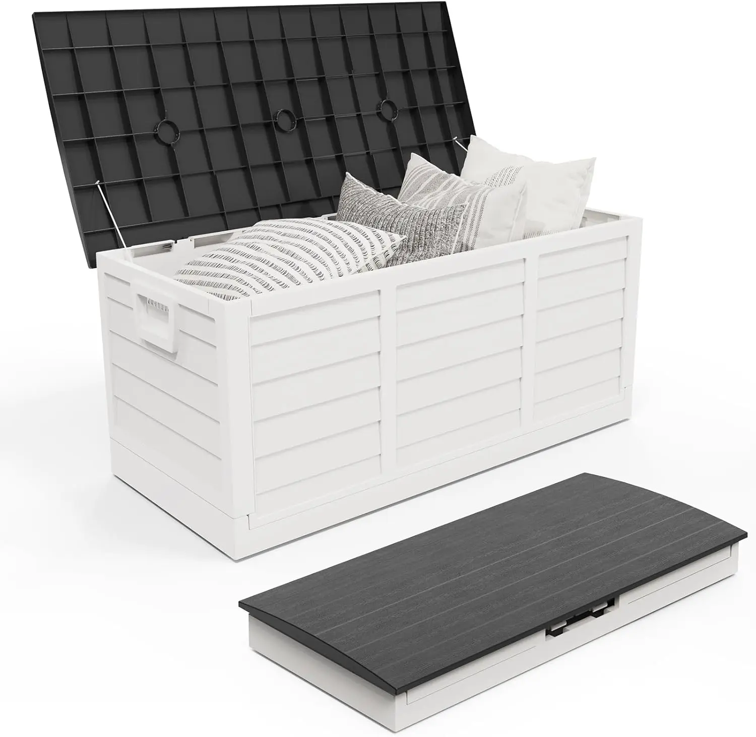 

Складной уличный контейнер для хранения объемом 75 галлонов, пластиковые контейнеры для хранения с крышкой, садовый ящик-мебель для патио, террасы, бассейна, балкона