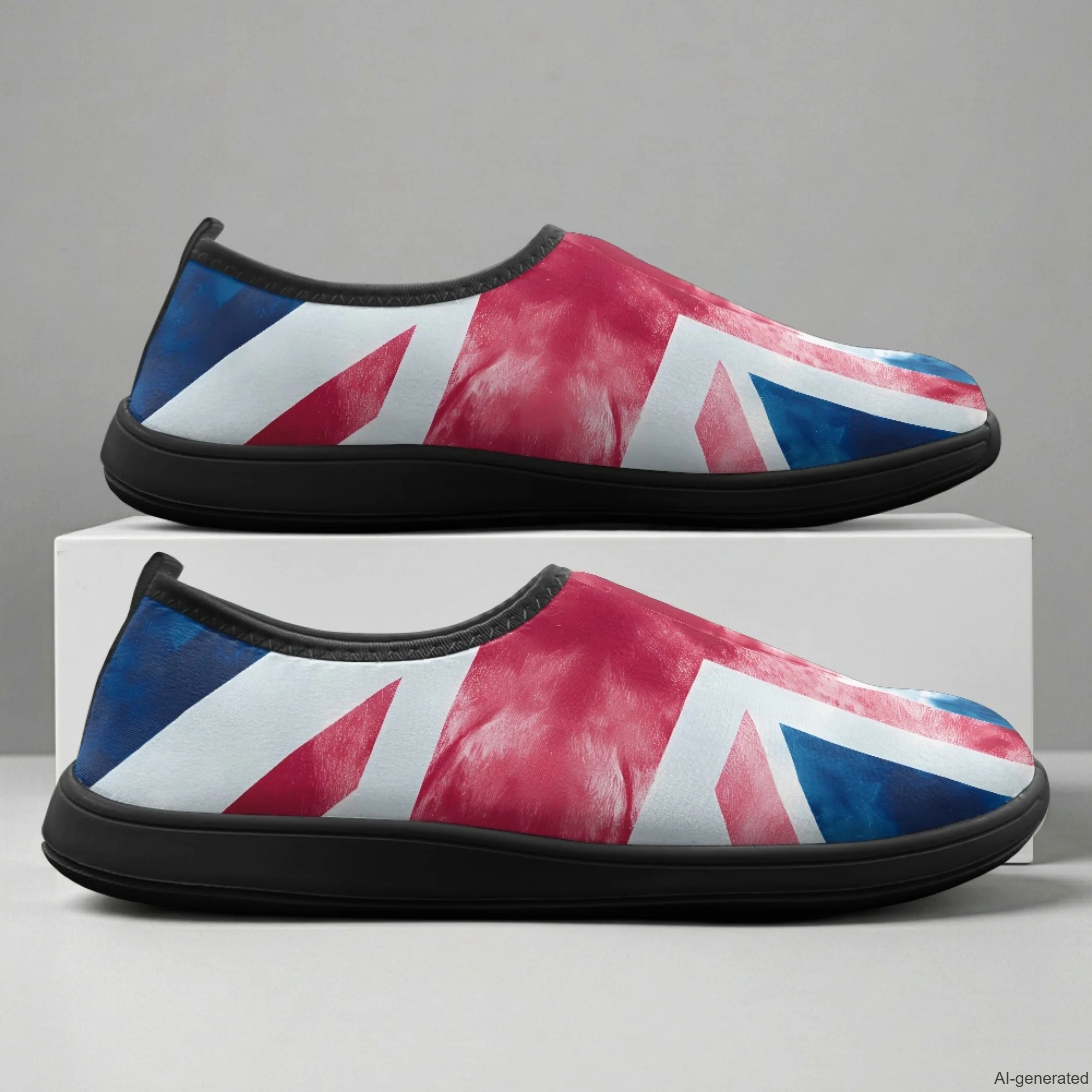 XIXIRIMIDO Slip-on Wide-toed Shoes British Flag Print Zapatos De Mujer Men's Sneakers and Casual Shoes Slippers Nurse Shoes