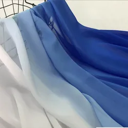 Gradient Chiffon Fabric By The Meter for Clothes Skirts Dresses Sewing Black White Blue Summer Cloth Thin Drape Transition Color