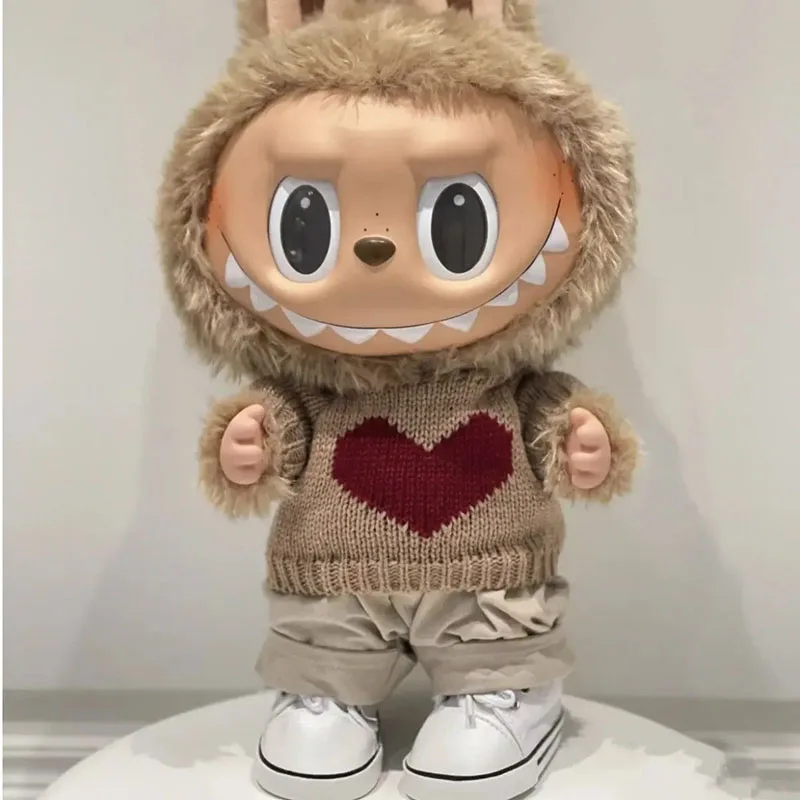 38cm Labubu handgemaakte aangepaste Mokoko jumpsuit The Monsters-Jump For Joy Fashion gebreide trui schattige jurk