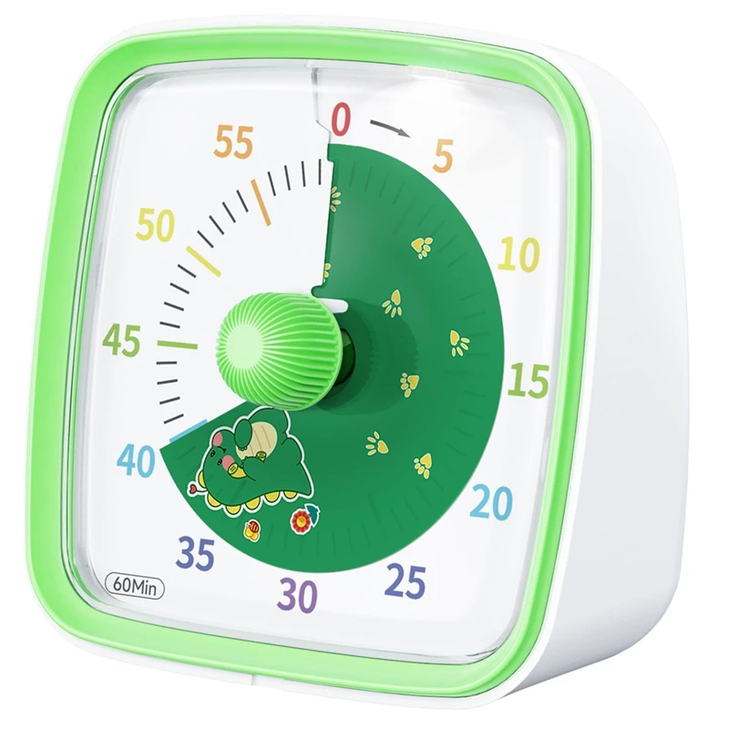 

60-Minute Visual Timer With Night Light, Countdown Timer,Pomodoro Timer With Rainbow Pattern For Kids And Adults Green