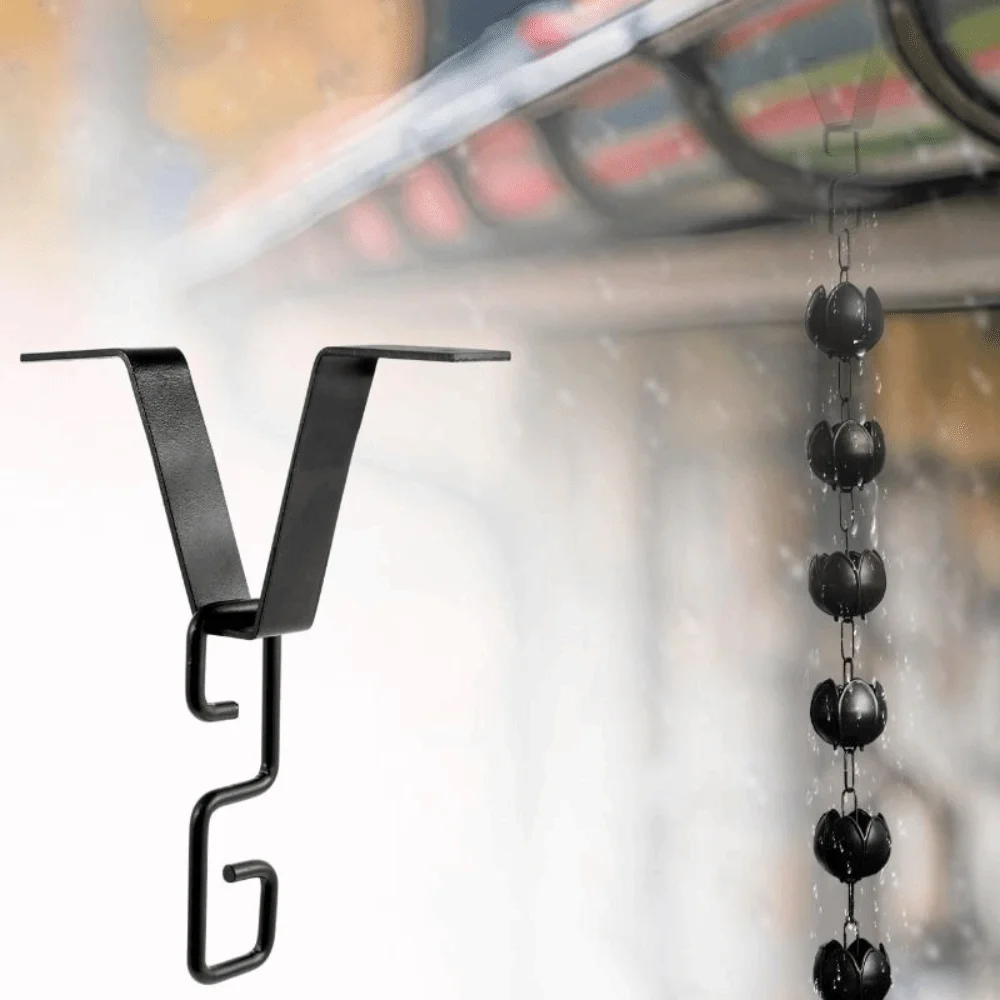 

Black Rain Chain Adapter Heavy-Duty Iron Gutter Adapter Rain Chains Easy Installation Rain Chain Hook Outdoor Drainage