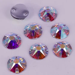 8mm, 10mm, 12mm Crystal AB RESIN XIRIUS Round Sew on Stones, 100pcs/lot Flatback Round Sewing on Rhinetones for DIY Decorations