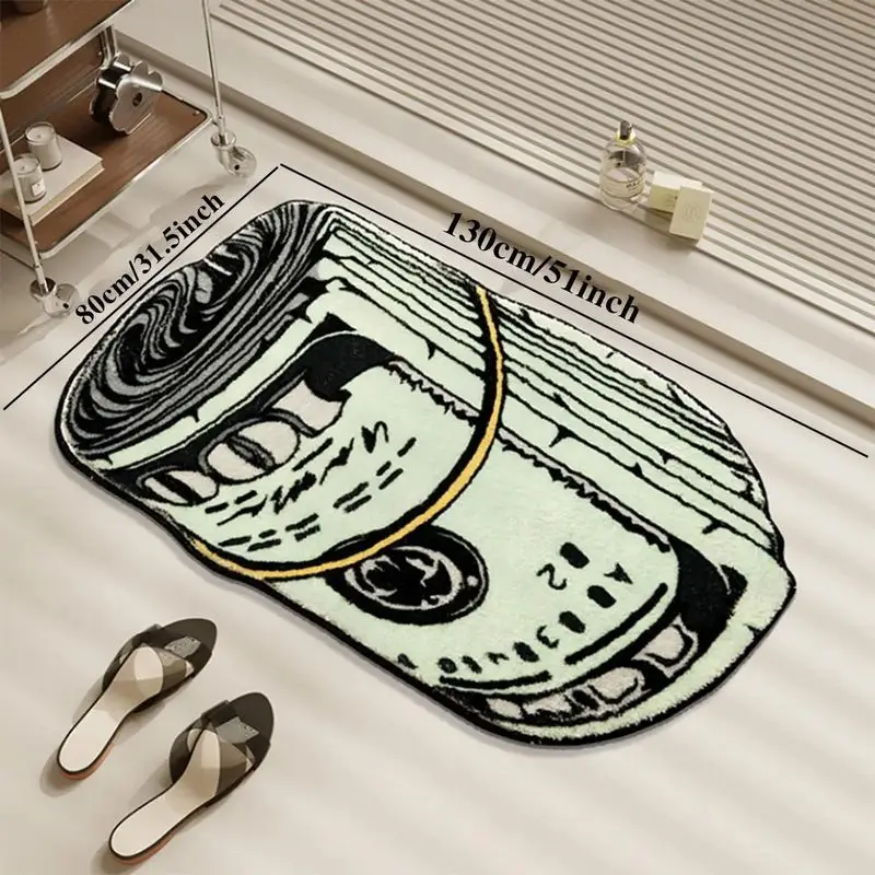 VIKAMA Rolled Money Bill Novelty Rug for Floor Area Carpet Mat Cute Cozy Aesthetic Room Floor Soft Washable Home Decor