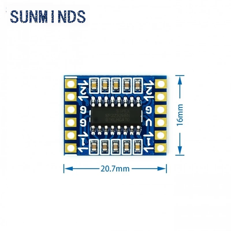 Módulo RS232 SP3232 TTL a RS232, módulo de puerto serie de línea de cepillo RS232 a TTL, placa dorada