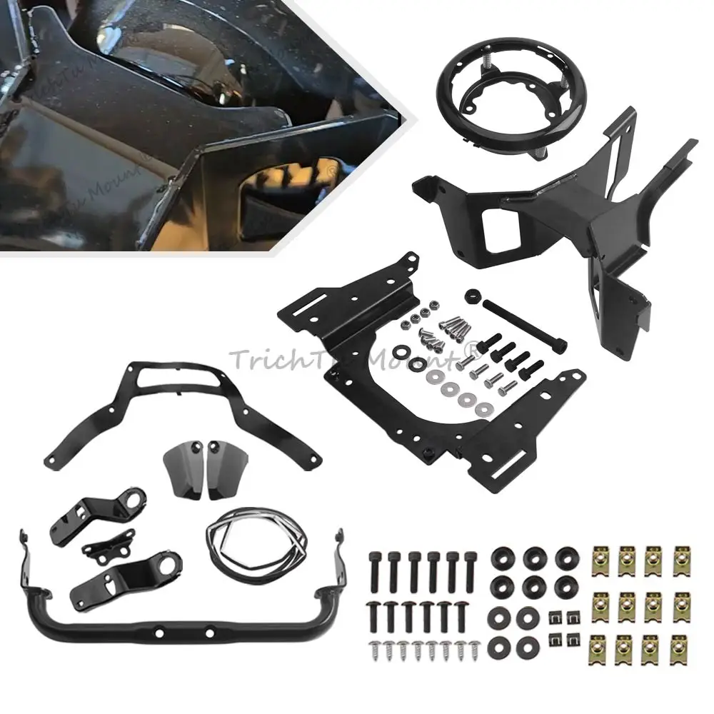 Black Front Fairing Bracket Mount &Headlight Mounting Bracket Ring Motorcycle For Harley Softail Low Rider El Diablo FXRST 2022