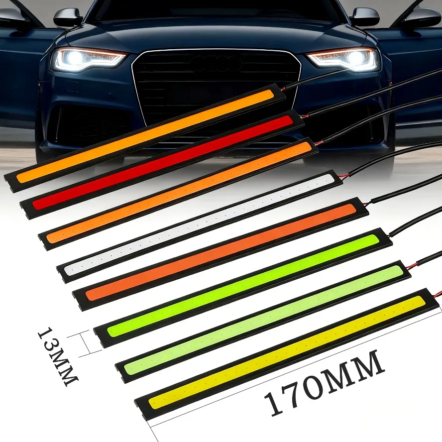 10~1Pcs 17cm Universal Car LED Strip Light Waterproof Daytime Running Light COB DRL Car LED Strip Auto Interior Car Styling Lamp