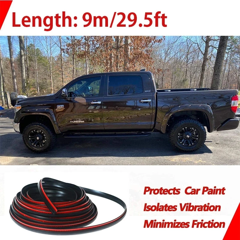 9 Meter Self-Adhesive Tire Lip Trim Strip Auto Tyre Eyebrow for Car And Pickup Wheel Wells Fender Flare Rubber Seal Protection