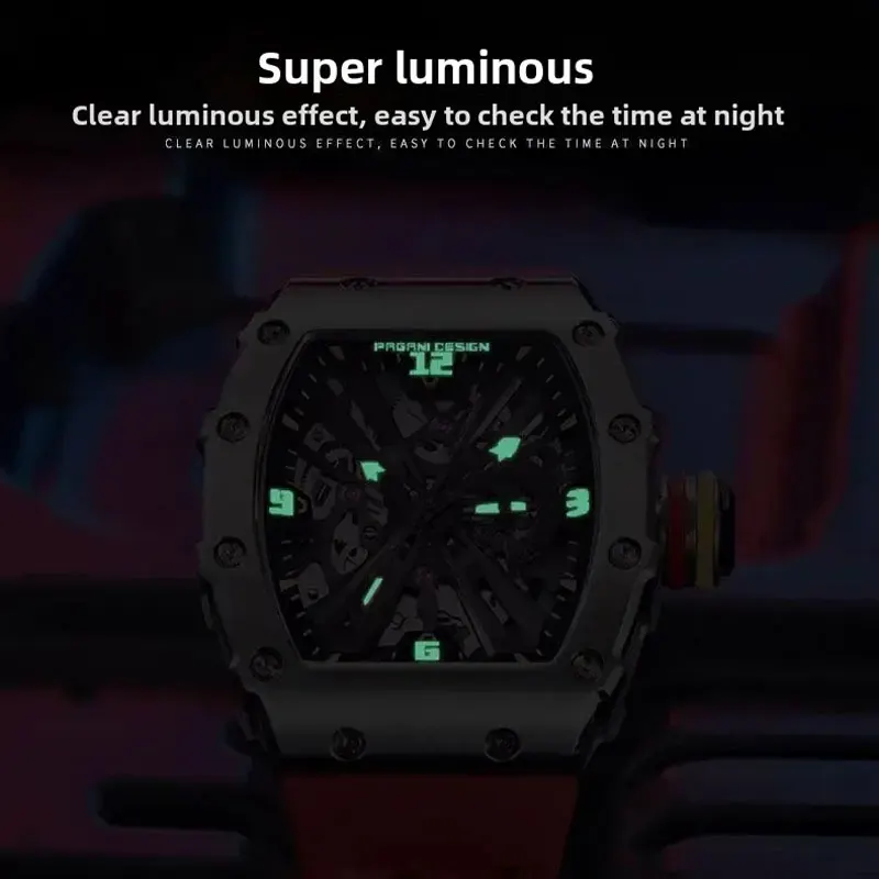 Лучший бренд PAGANI DESIGN Мужские часы VH65 Полые кварцевые наручные часы 42 мм Хронограф Водонепроницаемые часы из нержавеющей стали для мужчин