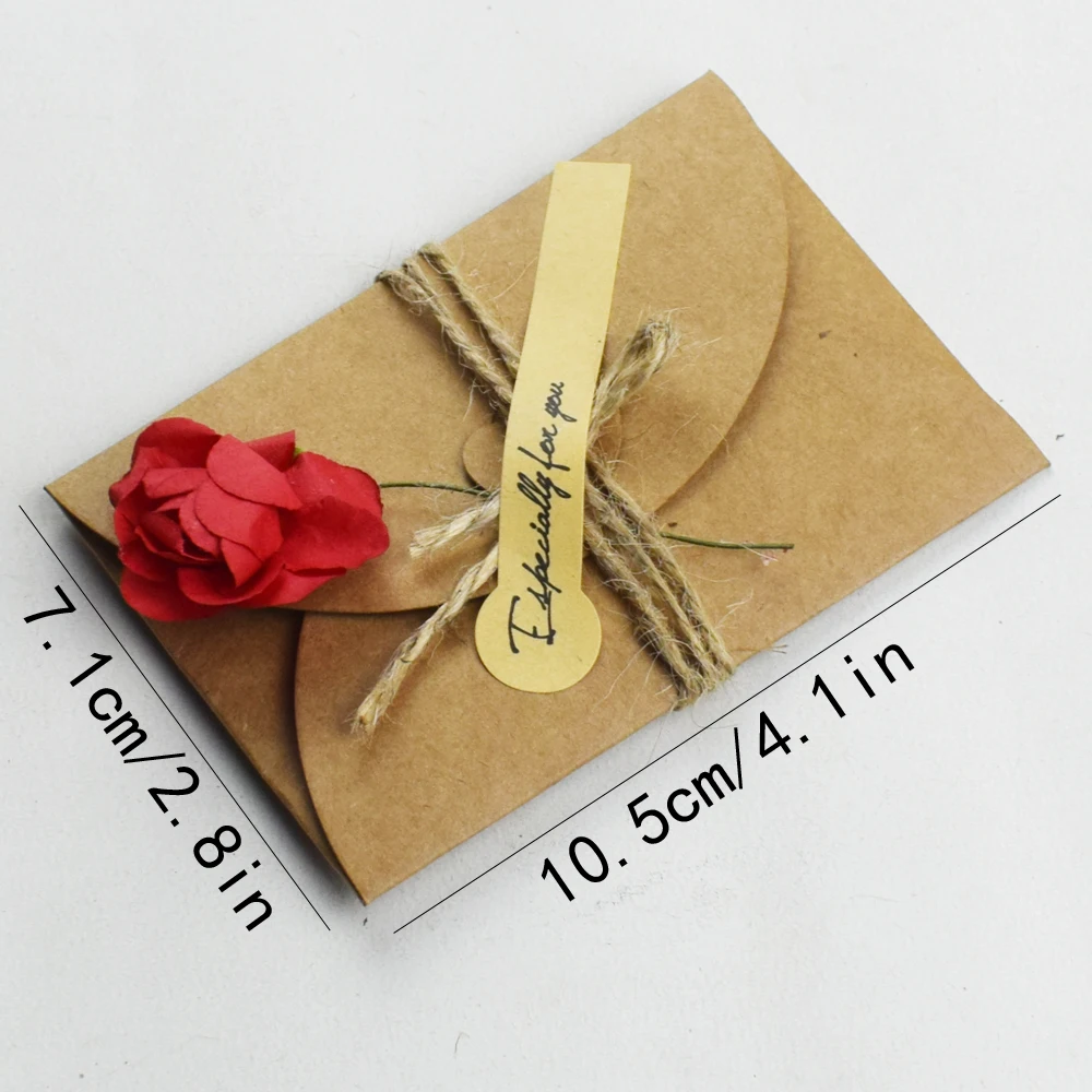 5pcs DIY Envelope Cute Vintage Silk Flower Decorated Envelopes for Greeting Cards and Letters Holder Organizer Wedding Party