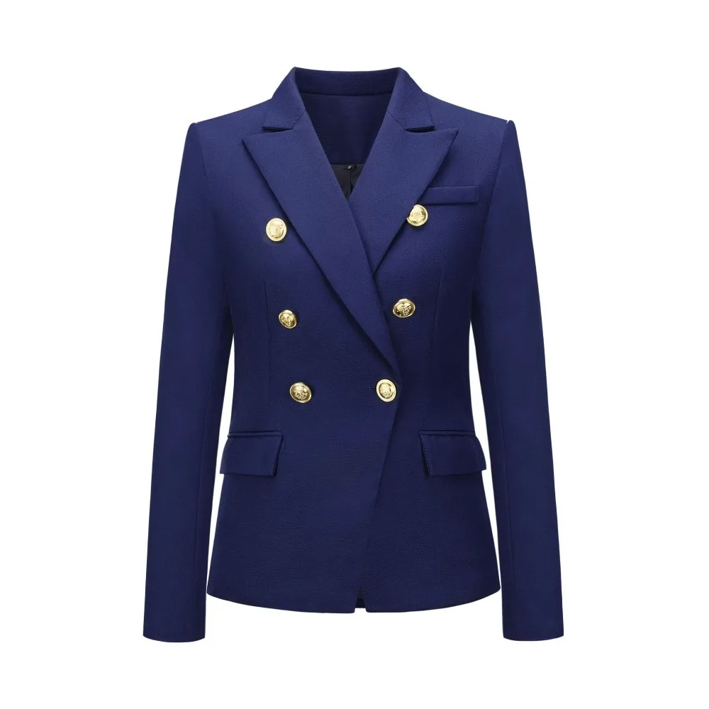 Blazer scozzese invernale donna 2024 giacca Blazer bianca sottile giacca e cappotto inglese con bottoni a leone in metallo doppiopetto femminile