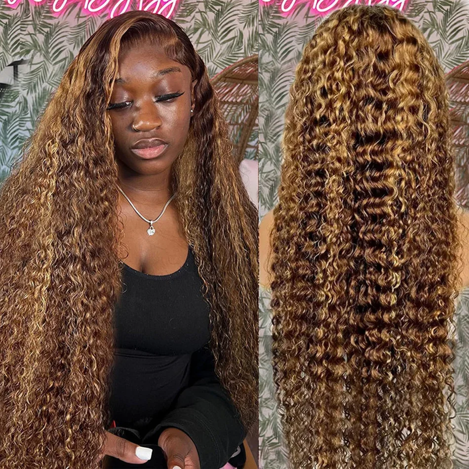 Highlight Wig Human Hair Ombre HD Lace Wig 13x6 Human Hair Deep Wave Frontal Wig Brazilian 13x4 Water Wave Curly Wigs For Women