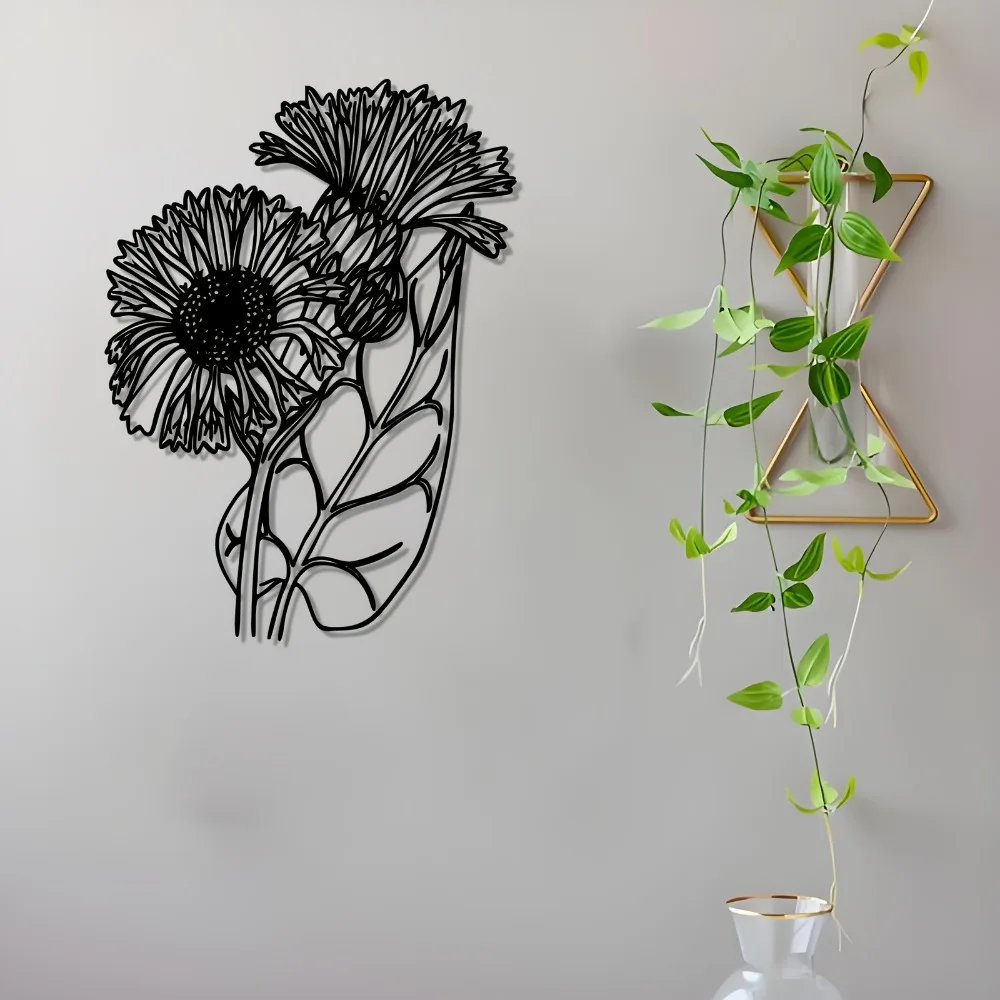 Gaillardia Flower Iron Wall Art Powder Coated Elegant Garden Botanical Sculpture Rustproof Decor Gift Ornament