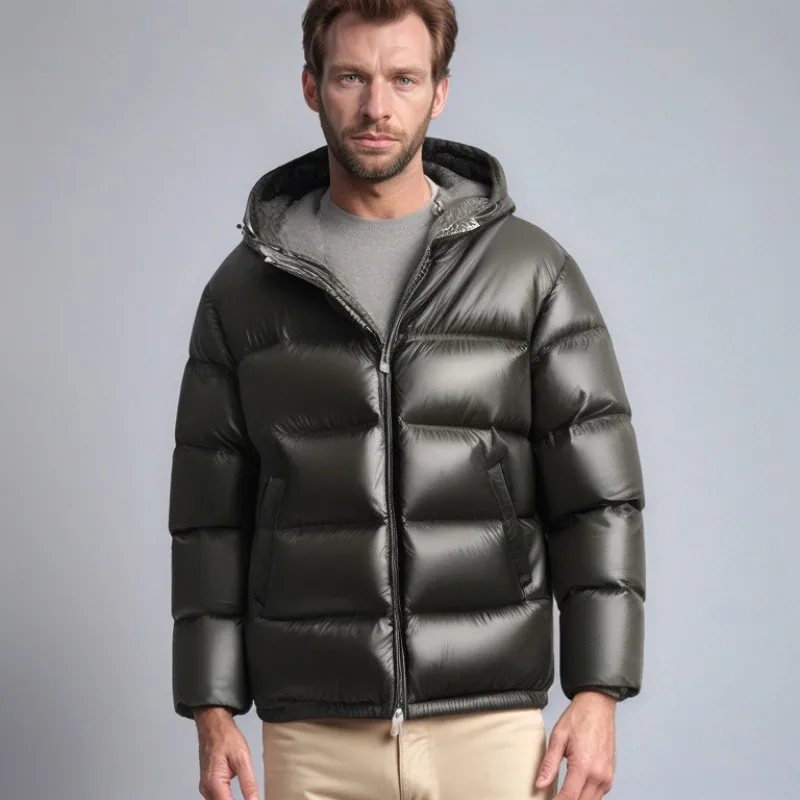 2026 New Men Hooded Padded Cotton Coat Solid Color Sports Jacket Trendy Commuting Warm Casual Versatile Thickened Cotton Wear