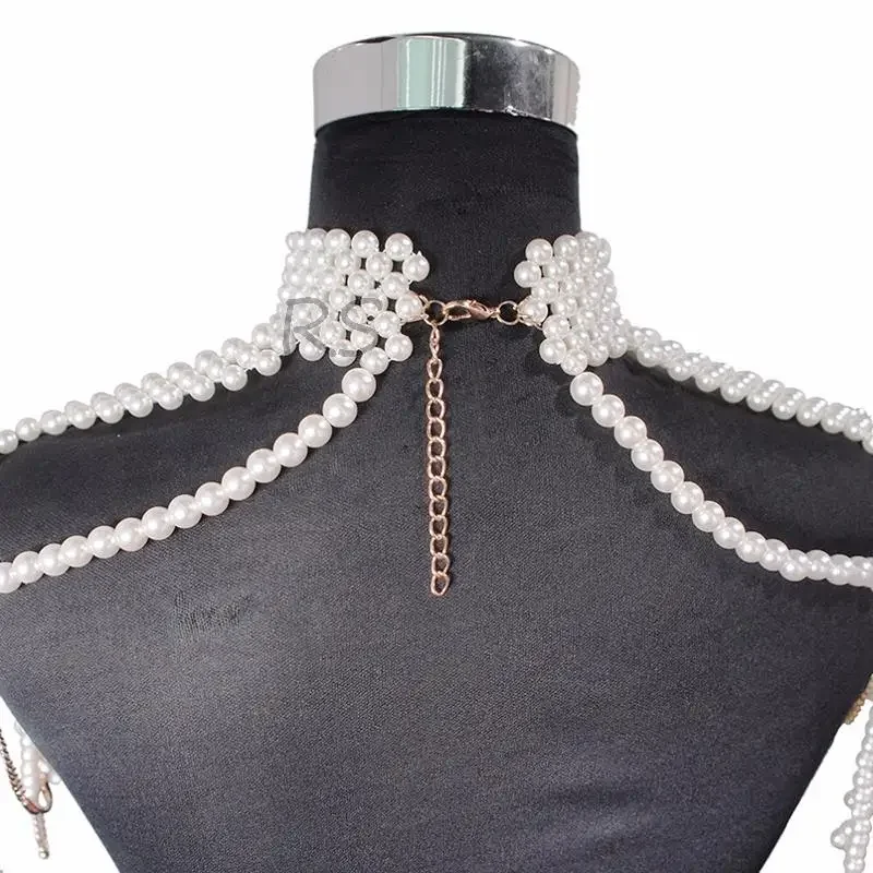 Mode Perle Schulter Kette Schmuck Hochzeit Party Große Halskette Pullover