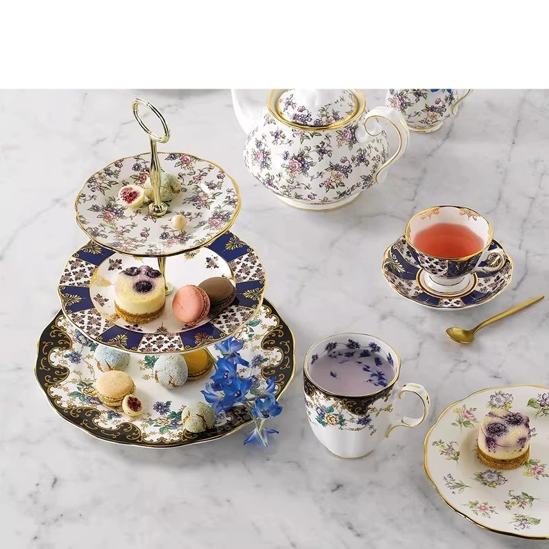 Centennial series bone china snack plate/cake rack three layers, European style