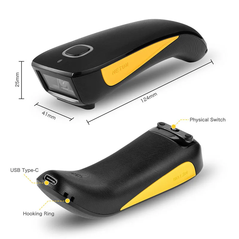 NETUM 3 in 1 Blue Tooth Wireless Qr Code Portable Handheld Barcode Qr Code Reader Pdf417 Scanner for Warehouse Store C750