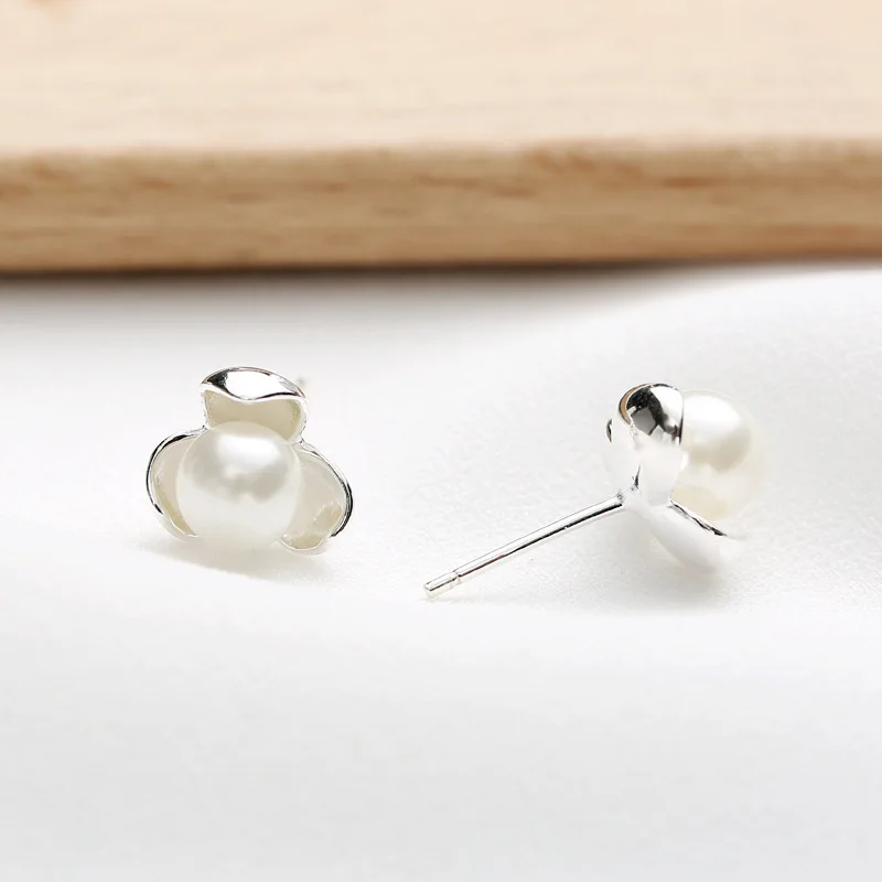 Prawdziwe 100% 925 Sterling Silver Clover Pearl Kolczyki sztyfty dla kobiet Dziewczyny Moda sterling-silver-jewelry brincos brinco — zdjęcie 5