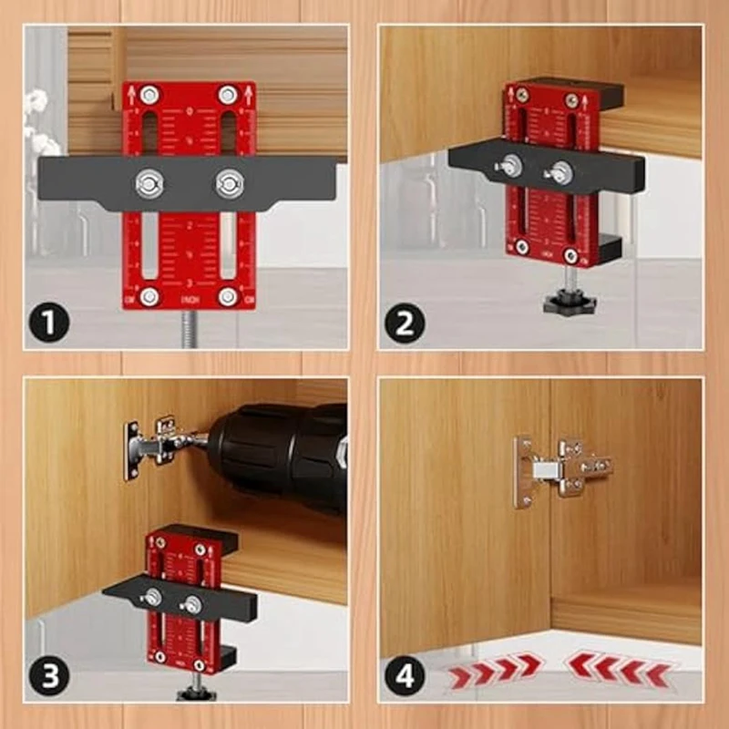 2Pcs Cabinet Door Installation Positioner,Aluminum Alloy Cabinet Hardware Jig,Adjustable Door Hinge Jig For Cabinet Door