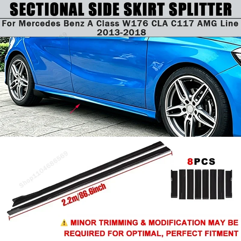 For Mercedes Benz A Class W176 CLA C117 AMG Line 13-18 Side Skirts Extension Rocker Panel Splitter 86.6