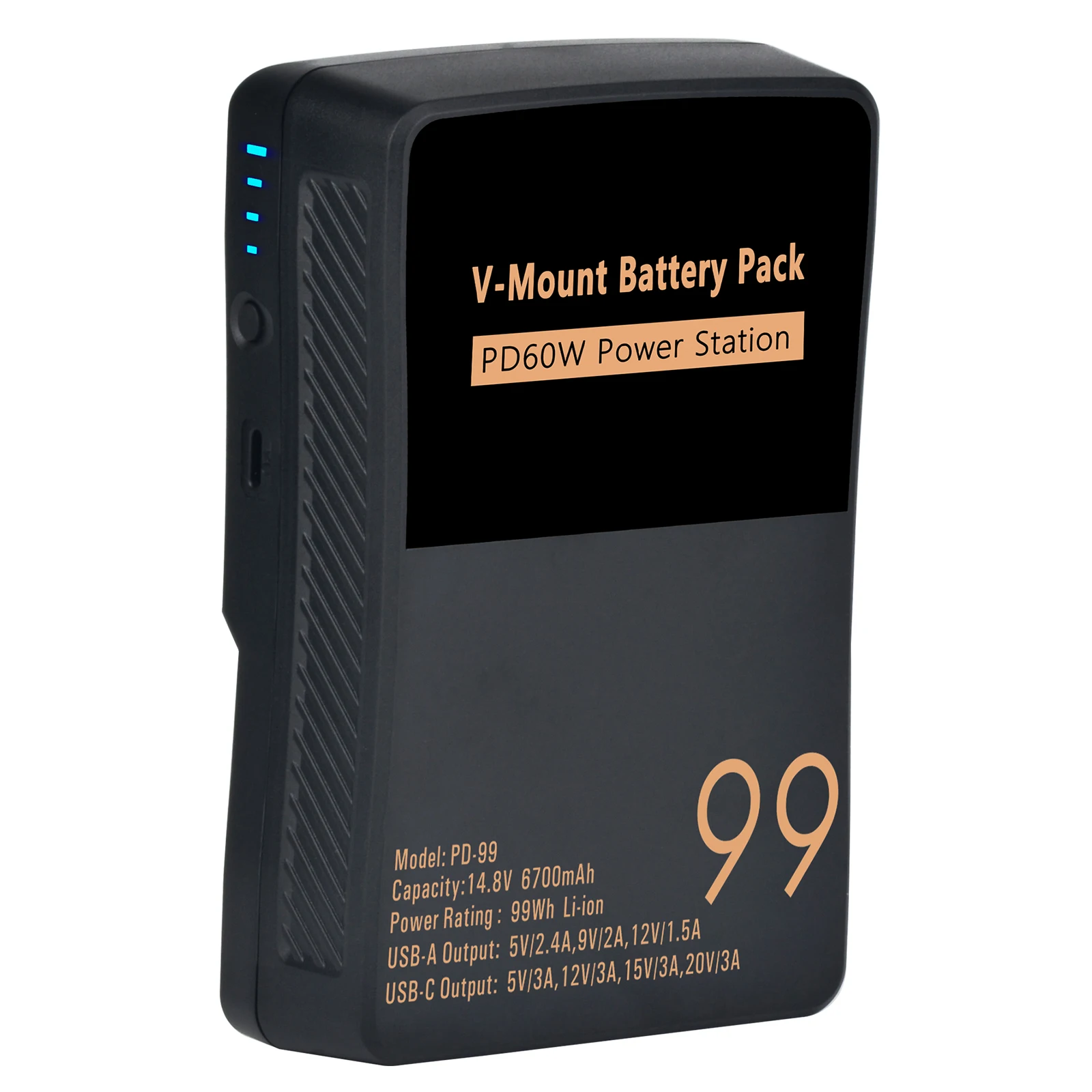 14.8V PD-190/PD-150/PD-99 V Mount Li-ion Battery for Sony Camcorder Blackmagic Broadcast Aputure RED with PD 60W USB-C Port