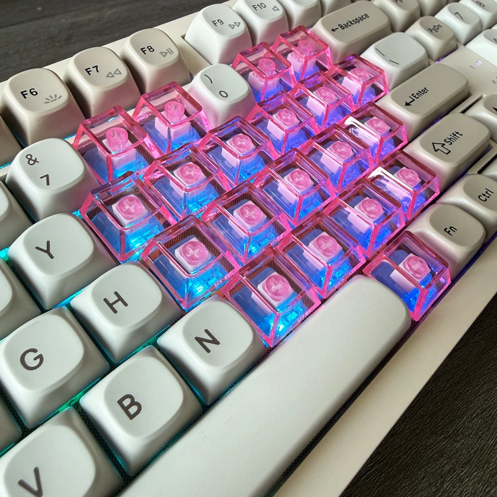JYBMAK transparent keycaps pink translucent keycaps mechanical keyboard accessories original height