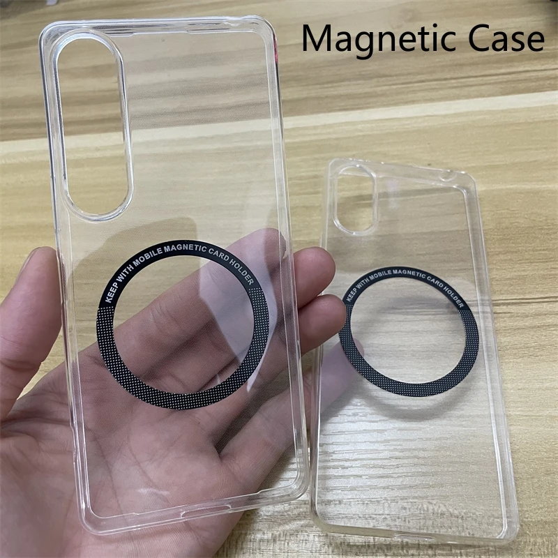 Magnetic Case For Sony Xperia 1 VI 10Vi 5 V Silicone Transparent Back Cover For Xperia 10 IV 5 III 1V Thin Simple Stylish Bumper