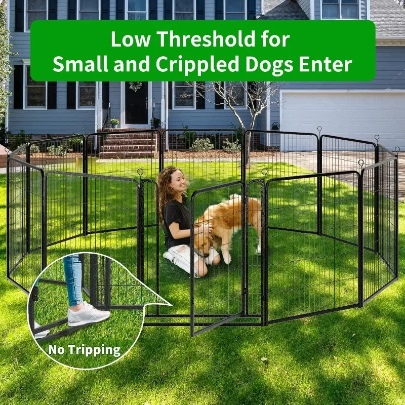 Dog Playpen Outdoor Extra Wide 12 Panels Heavy Duty Anti-Rust Coating-Strengthened Dog Fence 40