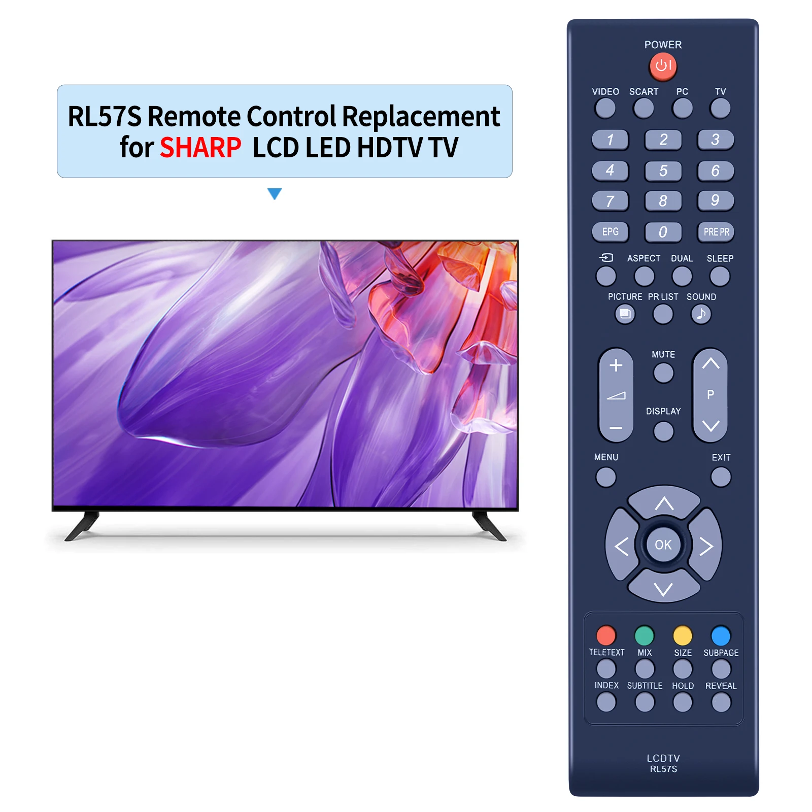 Remote Control For Sharp RL57S LC-26SB25E LC-26SB25S LC-26SB25RU LC-32SB25E LC-32SB25S LC-32SB25RU Plasma LCD LED HDTV TV