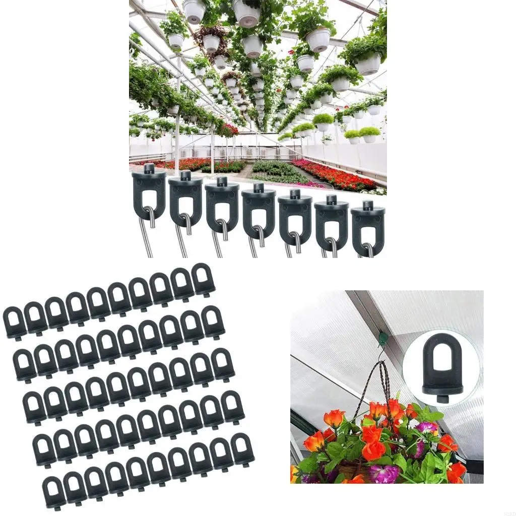 62KD 50Pcs Plastic Plant Hangers for Greenhouse Gadgets Hook Flower Baskets Hanger