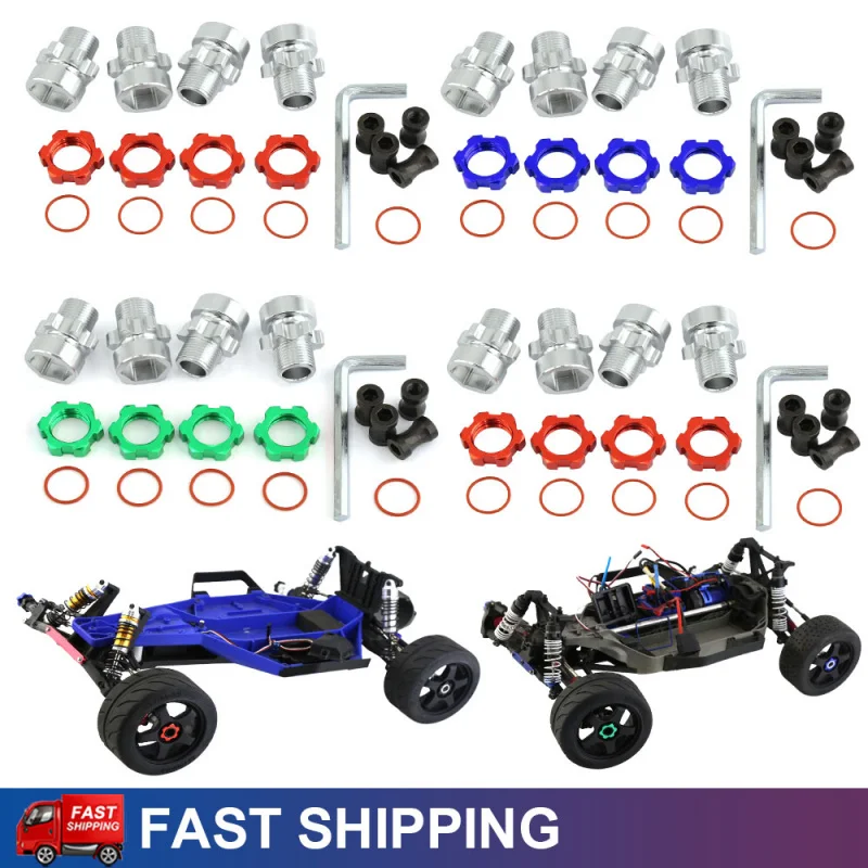 New 12mm to 17mm Metal Wheel Hex Adapters for Traxxas Slash Rustler Stampede Bandit 4WD RC Car Upgrade