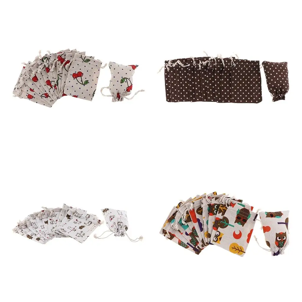

12Pcs 5.51x3.94x0.12inch Natural Linens Bags Jute Jewelry Drawstring Pouches Wedding Party Christmas Favor