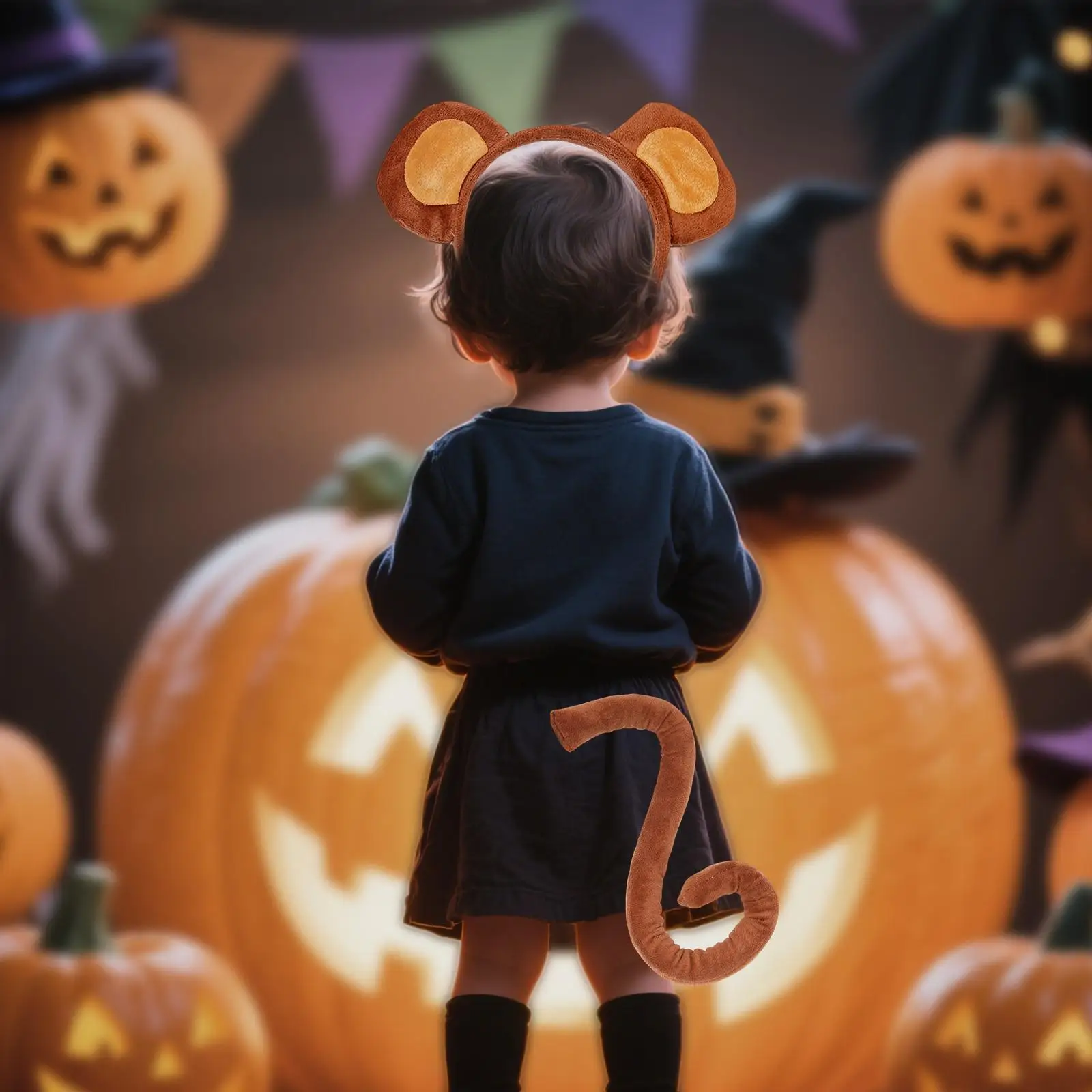 Aap oren en staart set lichtgewicht volwassenen kinderen dieren kostuum hoofdtooi voor rollenspel vakantie kerst carnaval foto rekwisieten