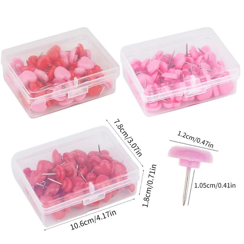 100 шт., канцелярские кнопки в форме сердца, красочные канцелярские кнопки для школьного офиса, доски объявлений