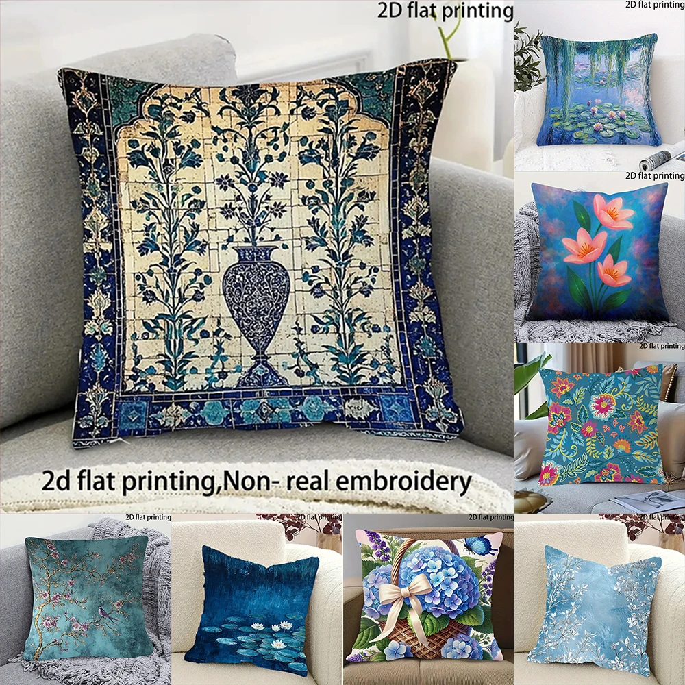 2D Flat-1PC Bohemian Vintage Floral Pillow Covers , , Suitable for living room and bedroom decoration cushion covers.