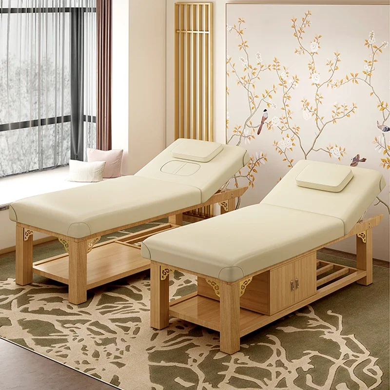 Italian Style Beauty Salon Massage Tables Foot Bath Solid Wood Simplicity Massage Tables Designer Furniture Massagebett HBMT