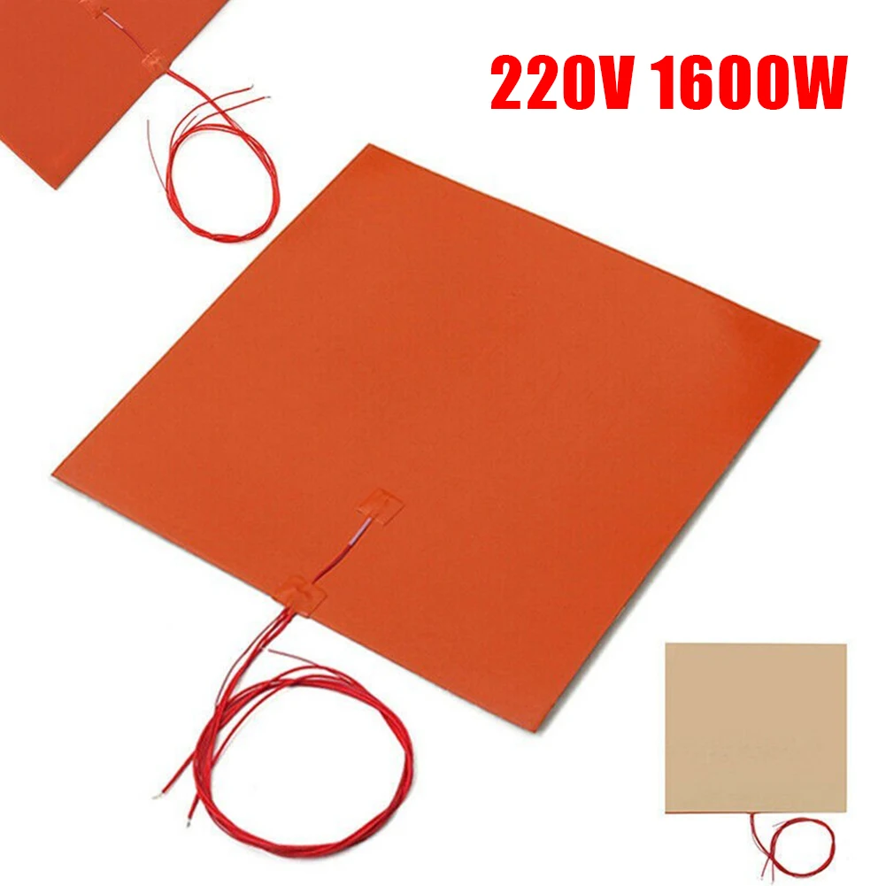 

1pcs 450x450mmSilicone Hot Bed 220V M Heating Pad 1600W Flexible Waterproof Heated Bed For Printer Heated Bed Heating