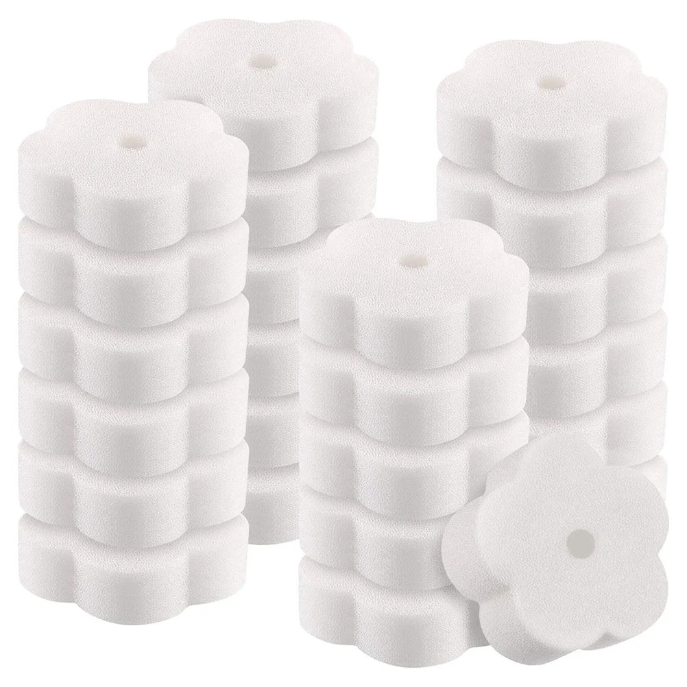 

24pcs White Flower Shaped Sponge Filter Oil-Absorbing Scum Filter Sponge Convenient for Hot Tub Swimming