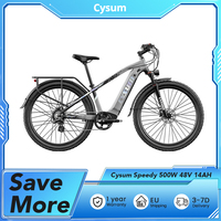 Cysum Speedy Electric Bike 500W Motor, 48V 14AH Battery, 27.5*2.2-inch Tire, 40km/h Max Speed, 100km Range, Hydraulic Disc Brake
