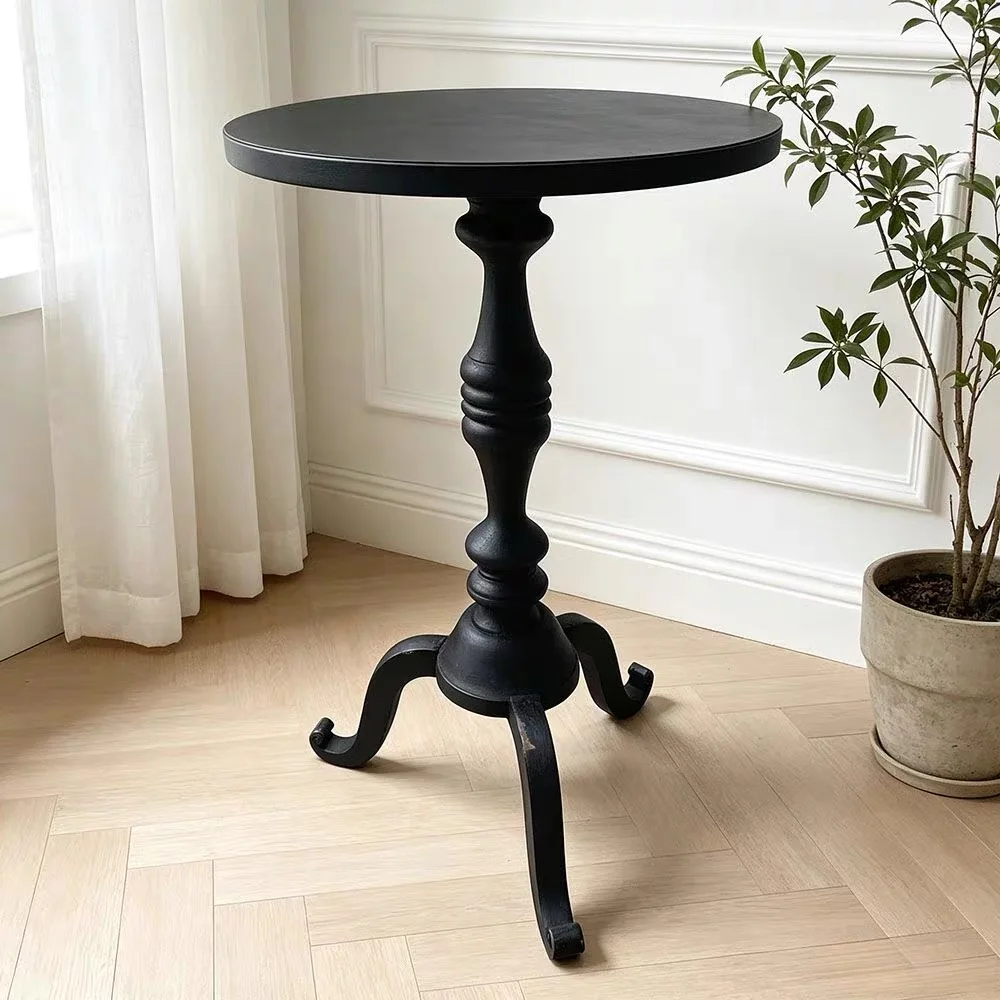 Vintage Round Side Table Rustic Farmhouse Accent End Table Small Pedestal Coffee Table for Living Room Bedroom - view 5