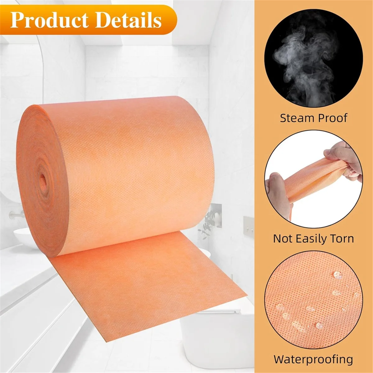 ใหม่กันน้ําเมมเบรน Band Roll, ฝักบัวกันน้ําเมมเบรน Uncoupling สําหรับกระเบื้องผนังห้องน้ําซาวน่า