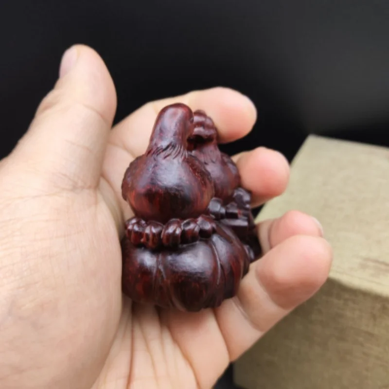 Vintage Wood Carving Mini Mandarin Duck Statue Hand Piece, Home Desktop Decor, Oriental Love & Loyalty Display, Feng Shui Craft